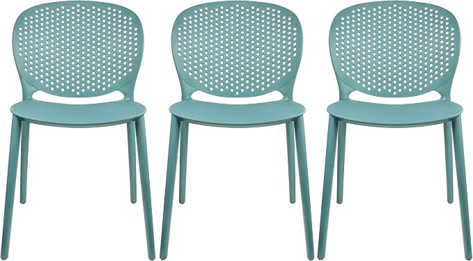 2xhome Set of 3 Patio Dining Chairs | Modern Stackable Outdoor Pool Side Chair by 2xhome