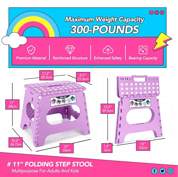 Delxo Folding Step Stool 11 Inch, 300 Lbs Step Stool - Image 2