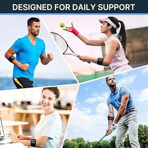 Fit Geno Elbow Brace for Tennis & Golfer's Elbow: Adjustable Elbow Strap for Tendonitis Pain Relief with Compression Pad - Support for Sports Men and Women - Forearm 10''-15.5'', 1 Pack