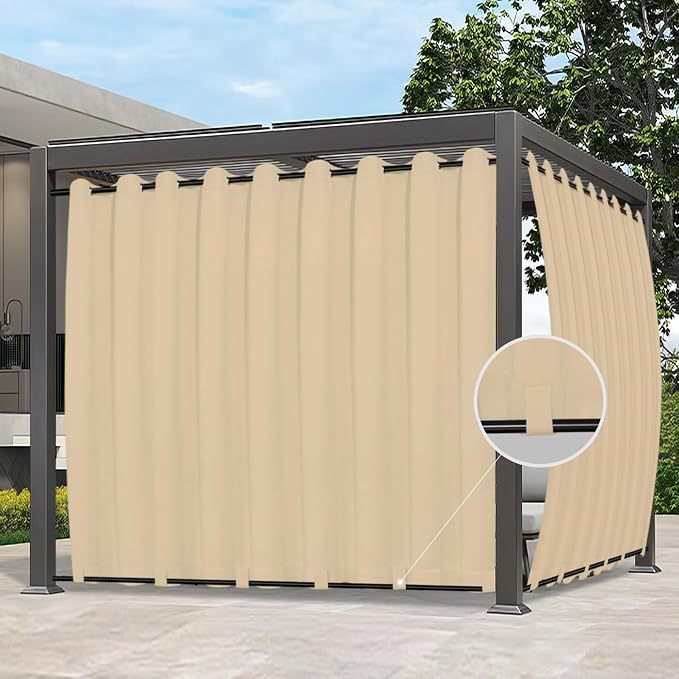 Easy-Going Outdoor Curtains for Patio 1 Panel, 150x96 inch, Weatherproof by Easy-Going