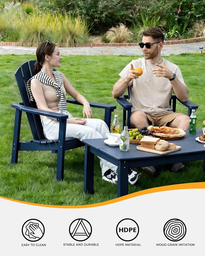 Stackable Set, 4 Chairs with 47in Table, All-Weather HDPE, HDPE All-Weather - Image 4