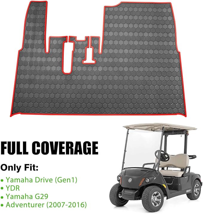 Golf Cart Floor Mat for Yamaha G29 Drive, Upgraded Non-Slip Full Coverage Liner Mats Replacement Thick Rubber, Hexagonal Pattern