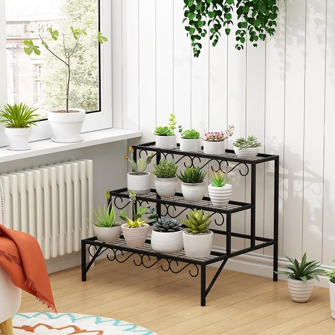 3-Tier Metal Plant Stand, Heavy Duty Flower Pot Display Rack | Heavy-duty metal - Image 4