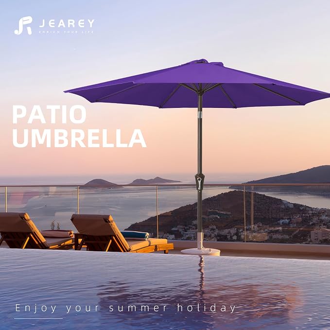 JEAREY 10 ft Outdoor Patio Umbrella w/Tilt and Crank, Dark Purple | 8 Sturdy - Image 7