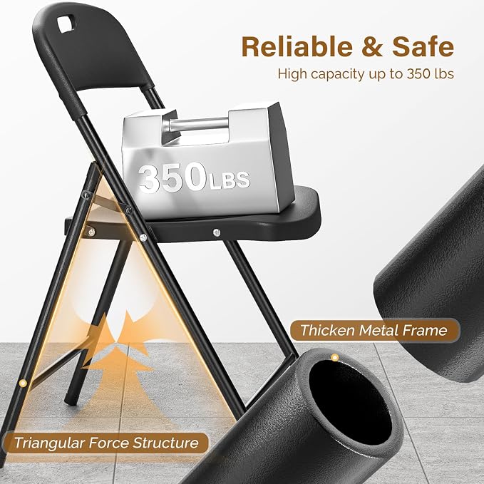 Bonnlo 10-Pack Black Plastic Folding Chairs, Portable Seat - Image 6
