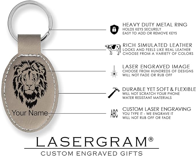 LaserGram Oval Keychain, Golf Ball, Personalized Engraving Included (Light Brown)