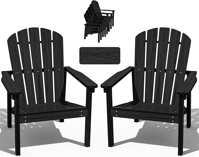 Compact Stackable Adirondack Chairs Set of 2, All-Weather by nevilywood