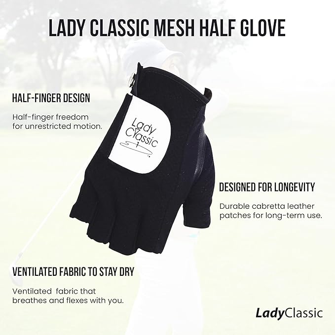 Copper Infused Golf Glove for Men – Black/Black – Compression Fit Arthritis Relief Non-Slip Grip Muscle & Joint Support – USGA Approved (Left/One Size)