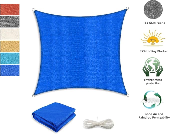 Tronssien Rectangle 12'x12' Sun Shade Sail, 95% UV Blockage Canopy Awning - Image 3
