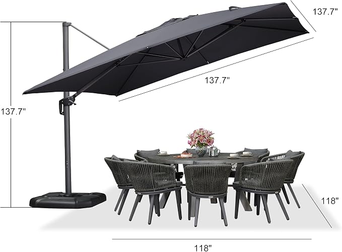 PURPLE LEAF Patio 11.5' x 11.5' Telescopic Umbrella - Image 9