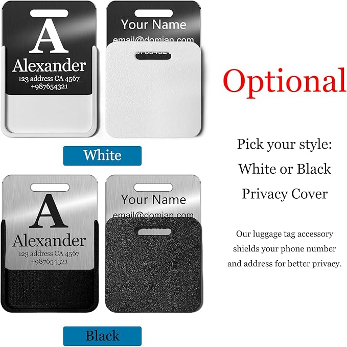 Customized Stainless Steel Luggage Tags: Personalize Your Suitcases, Backpacks, and Bags with Your Text - Custom Initial Text Name ID,Number