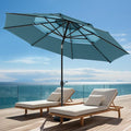PHI VILLA 10ft Outdoor Patio Umbrellas, 3 Tier Table Umbrella, Cyan & Green | by PHIVILLA