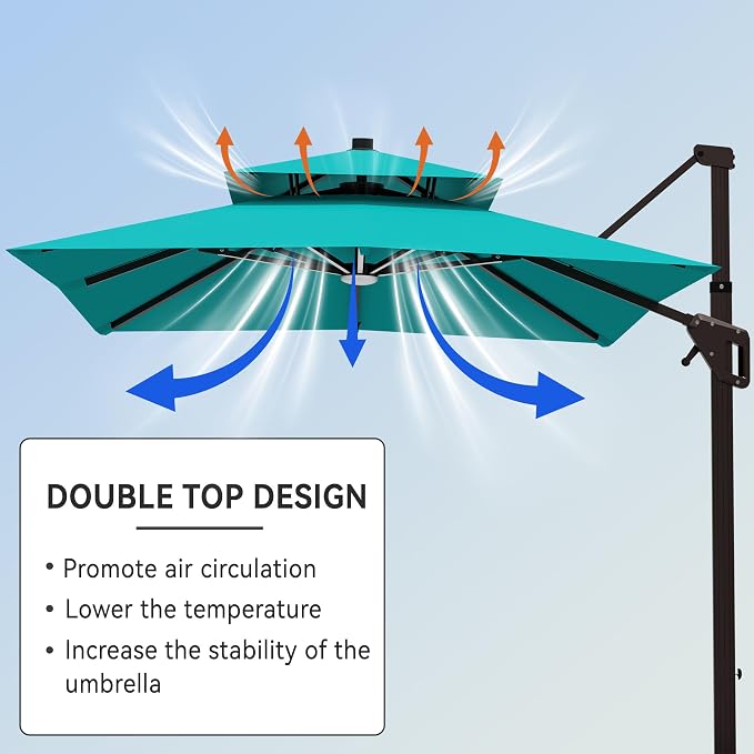 9' X 12' Cantilever Patio Outdoor Umbrella - Image 6