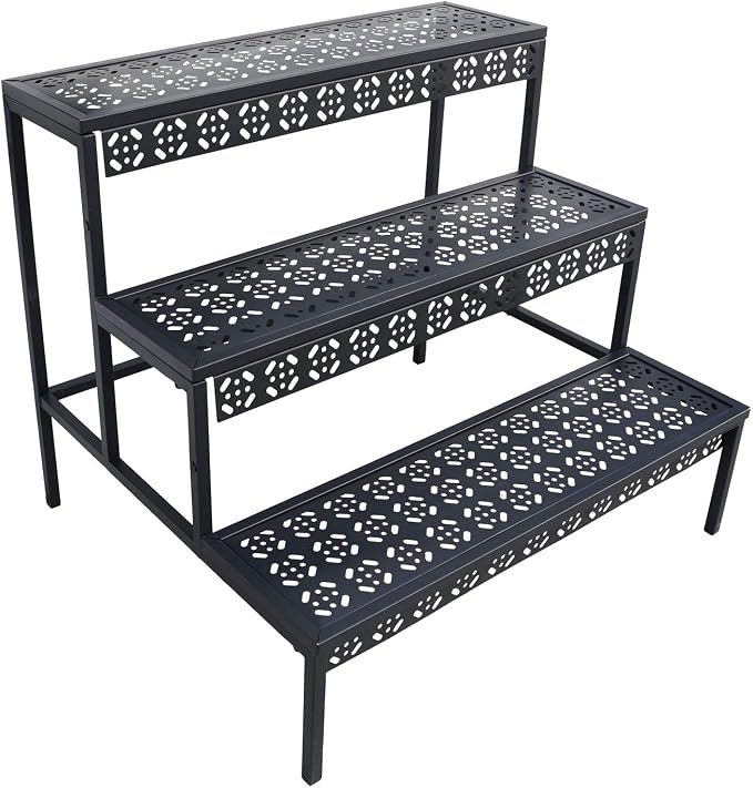 aboxoo 3-Tier Stair Style Metal Plant Stand, Large Indoor Outdoor Shelf | Holds by aboxoo