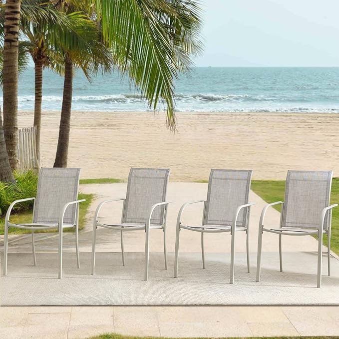 Outdoor Dining Chairs Set of 6, Stackable Patio Chairs - Image 2