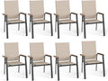 PHI VILLA Outdoor Stackable Dining Chairs Set of 8 w/Aluminum Frame, by PHIVILLA