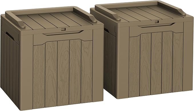 Flamaker 2 Pack Deck Box 31 Gallon Waterproof Resin Storage Box by Flamaker