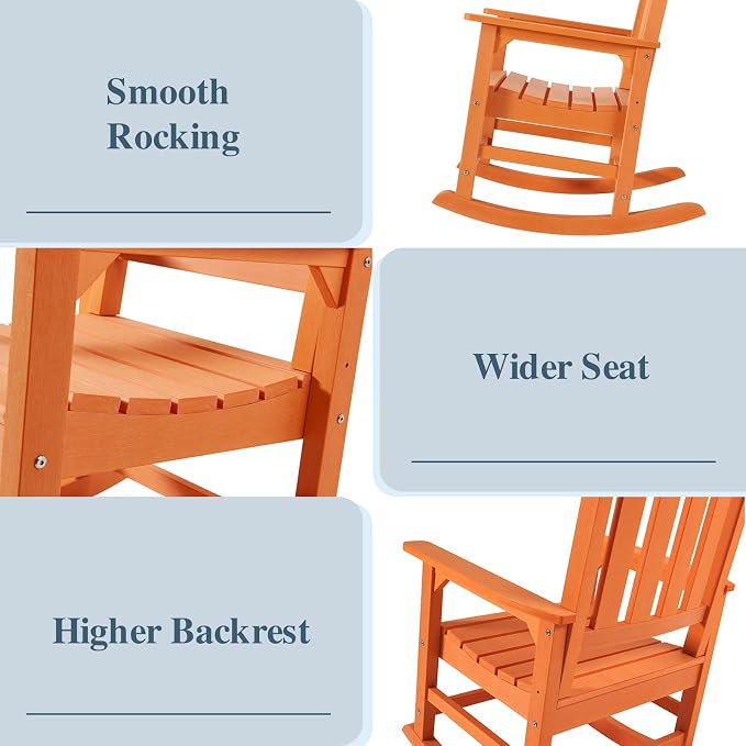Oversized Outdoor Rocking Chair, HDPE Porch Rocker | High Back Rocking Chairs - Image 4
