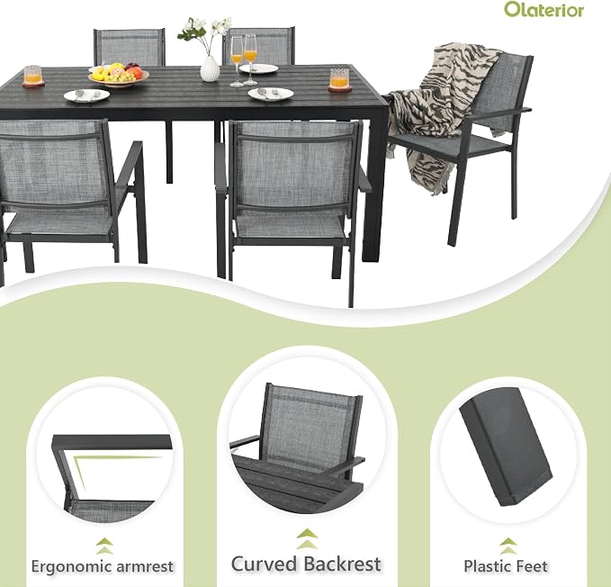 Patio Dining Chairs, All-Weather High-Resilience Textilene Outdoor Dining Chair - Image 6