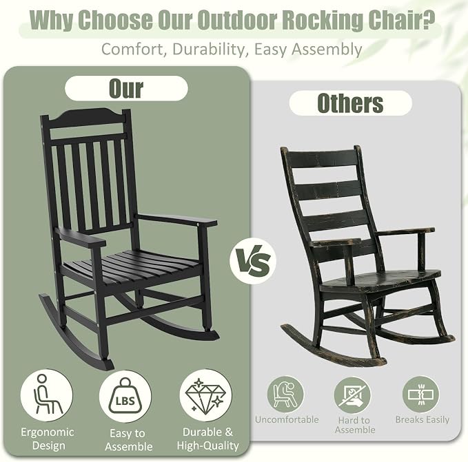 EFU Outdoor Rocking Chairs Set of 2, All Weather Rocking Chair | Sturdy & - Image 3