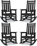 Oversized Outdoor Rocking Chair Set of 4, HDPE Patio Rockers by KINGYES