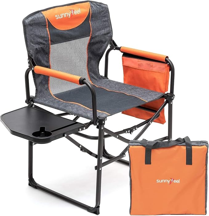 SUNNYFEEL Camping Directors Chair, Heavy Duty, Oversized Portable Folding Chair by SunnyFeelCamping