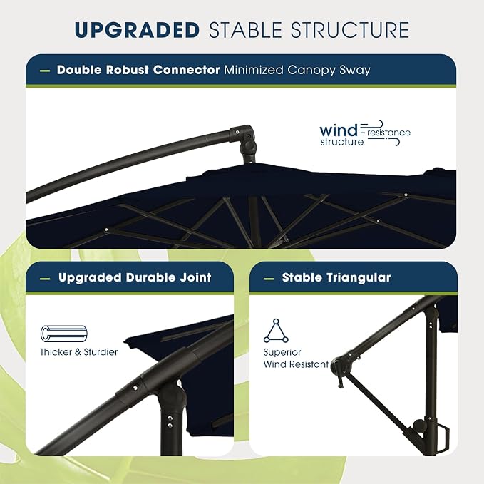 wikiwiki 10ft Patio Umbrellas Offset Outdoor Umbrella Cantilever Hanging - Image 4