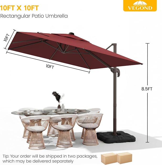 10x10 FT Patio Cantilever Umbrella - Image 2
