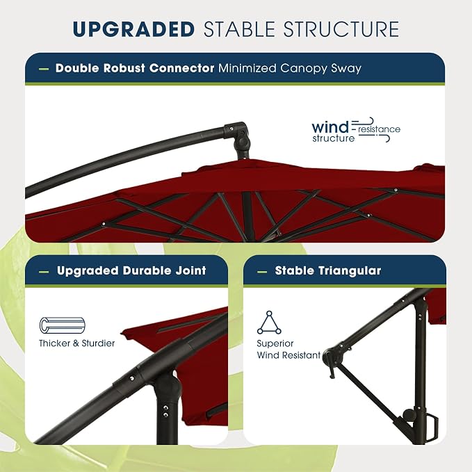 wikiwiki 10ft Patio Umbrellas Offset Outdoor Cantilever Hanging Umbrella - Image 4