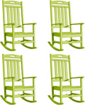 Outdoor Rocking Chair Set of 4, High Back Plastic Patio Rocking Chairs by Adiromoti
