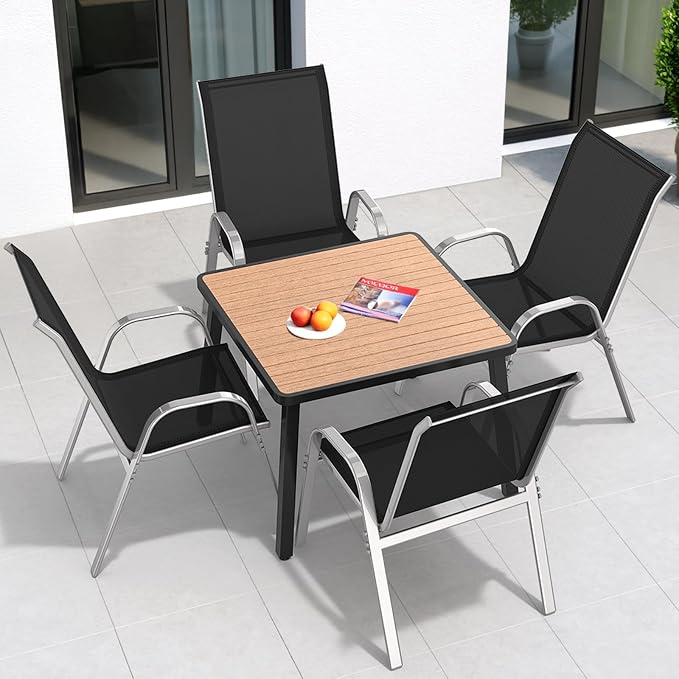 Patio Chairs Set of 4, All Weather Outdoor Dining Chairs | Stackable Dining - Image 2