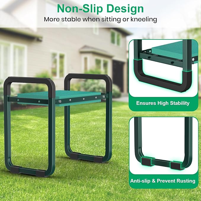 TomCare Garden Kneeler and Seat, 11.14" Kneeling Pad Sturdy Garden Bench | - Image 4
