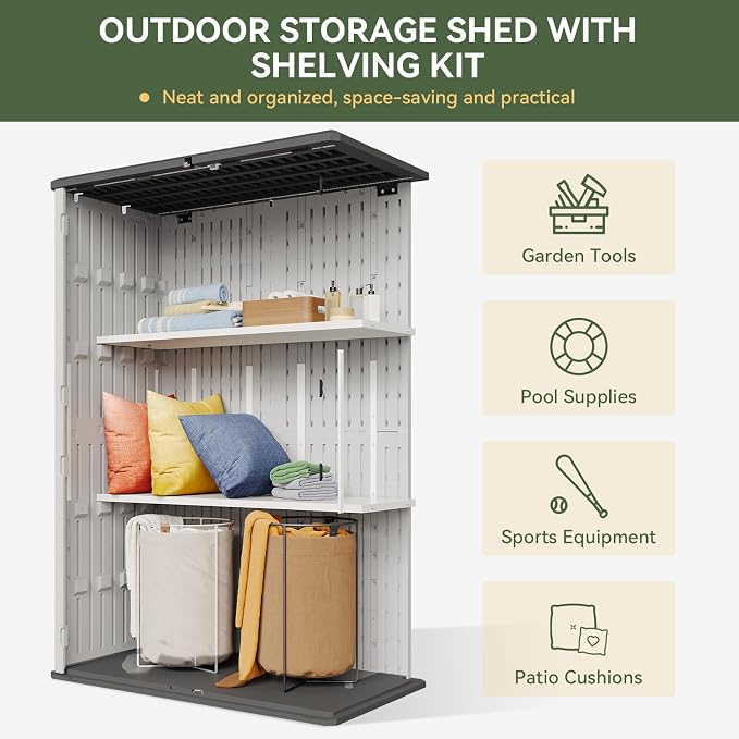 Aoxun 64 Cu.Ft Resin Outdoor Storage Shed - Image 2