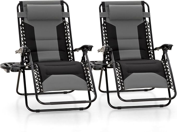 MFSTUDIO Padded Zero Gravity Chair, Cup Holder, 28in Seat, Removable Cup Holder by MFSTUDIO