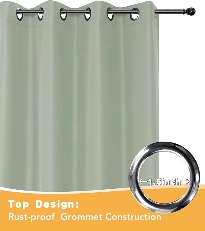 Outdoor Curtains for Patio Waterproof 4 Pcs 54x120 Inch Sage Green | Poolside - Image 4