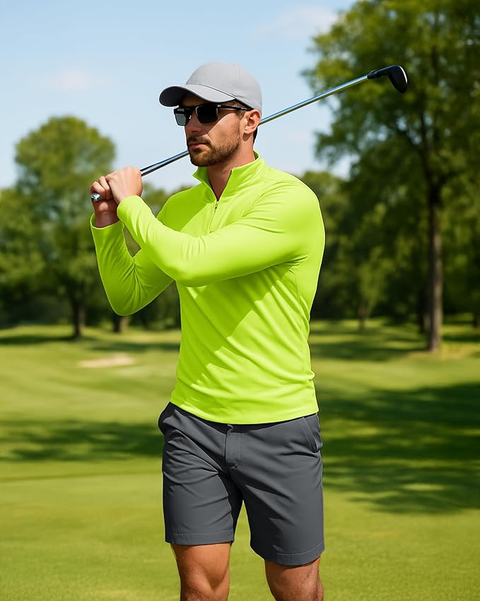 Boladeci Men's UPF 50+ Sun Shirts 1/4 Zip Long Sleeve SPF UV Protection Lightweight Quick Dry Quarter Zip Golf Shirts