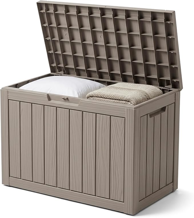 Outdoor Storage Box, 50 Gallon Waterproof Deck Box, Snap-Together Storage Bin by GraceYourYard