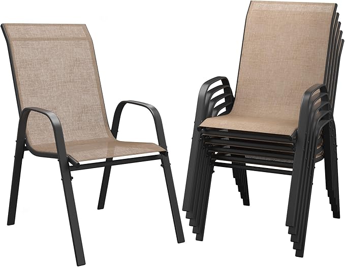 DIFY Patio Chairs Set of 6, Stackable Outdoor Dining Chairs Set by DIFY