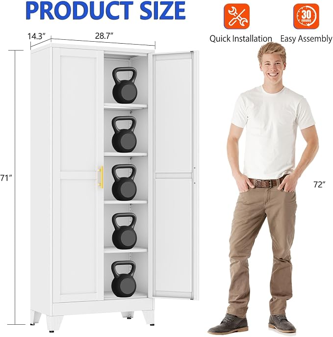 GAIOUS 71''Tall Metal Garage Storage Cabinet, File Cabinet - Image 2