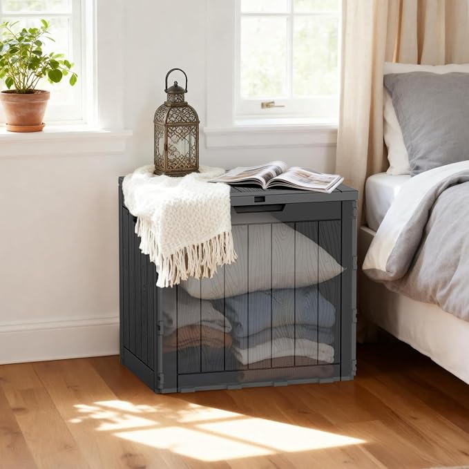 35 Gallon Outdoor Deck Box Lockable Waterproof Storage Black | Heavy-duty resin - Image 3