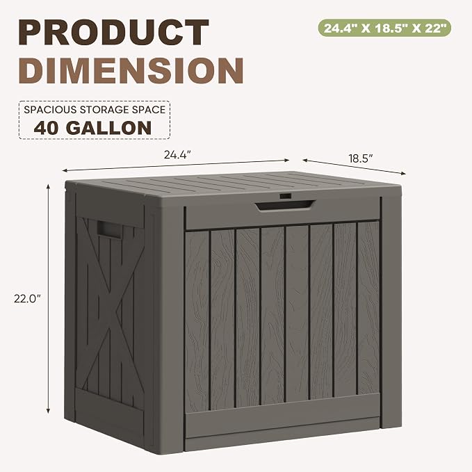 Greesum 40 Gallon Resin Deck Box, Outdoor Storage, Garden Tools, Pool Supplies - Image 7