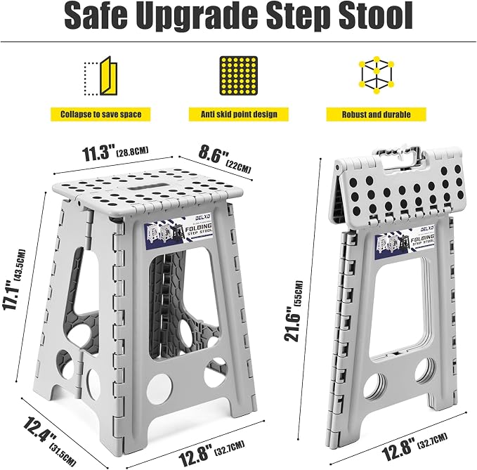 Delxo 17.5 Inch Folding Step Stool, Foldable Step Stool - Image 6
