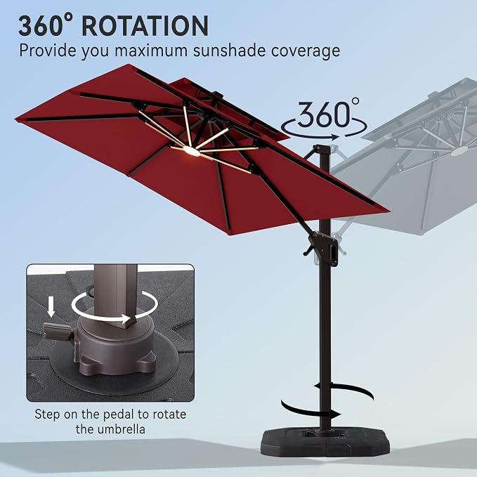 9' X 12' Cantilever Patio Outdoor Umbrella - Image 6