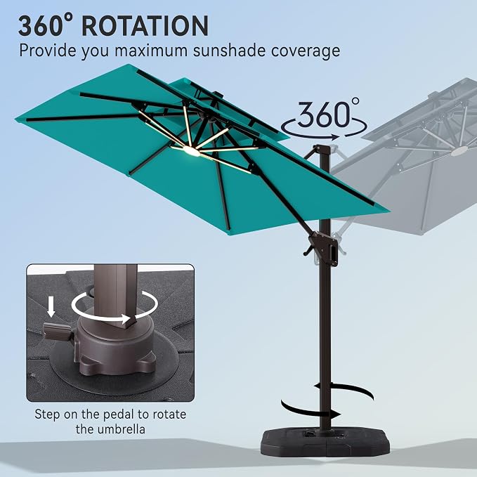 9' X 12' Cantilever Patio Outdoor Umbrella - Image 5