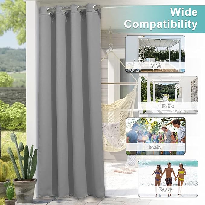 NICETOWN Outdoor Curtain for Patio Waterproof 108" Length Public Divider - Image 6