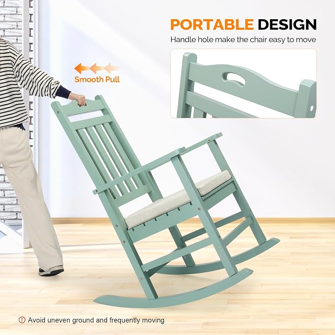 VINGLI Outdoor Rocking Chair Set of 2 Wood Rocking Chair - Image 5
