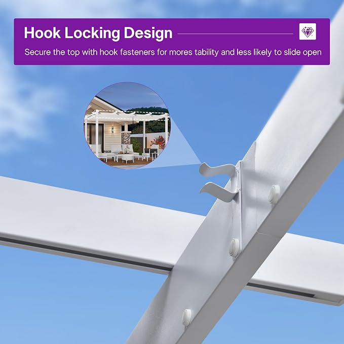 PURPLE LEAF Outdoor Pergola 10' x 13' White Pergola, Double Canopy, anchored - Image 7