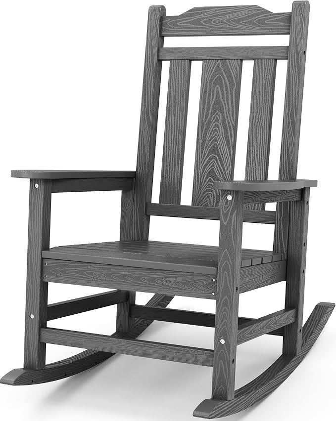 SERWALL Outdoor Rocking Chair, HDPE Oversized Rocking Chair Outdoor by SERWALL