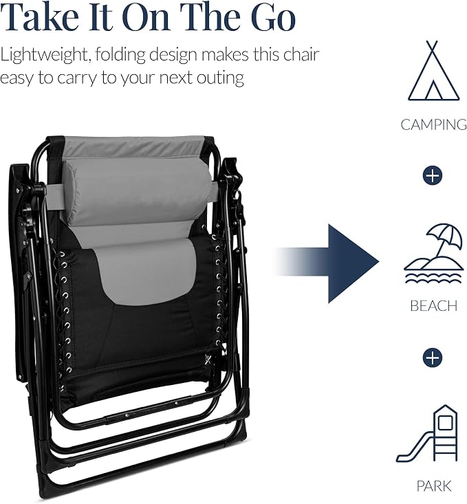 Best Choice Products Oversized Padded Zero Gravity Chair, Folding Outdoor Patio - Image 6