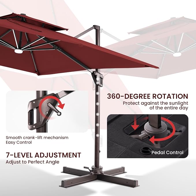 10x10 FT Outdoor Cantilever Patio Umbrella - Image 6